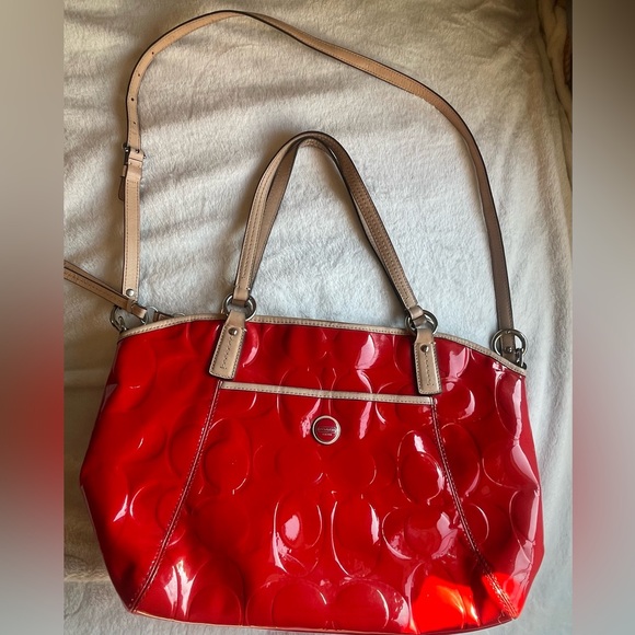 Coach Red Patent Leather Shoulder Bag - Picture 1 of 12